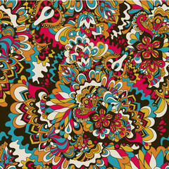 Fototapeta na wymiar Seamless abstract hand-drawn floral background.