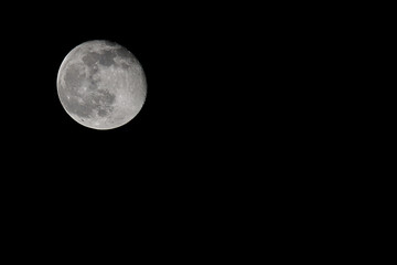 Full moon on the black night sky