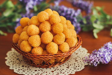 Yellow raspberry with lavander