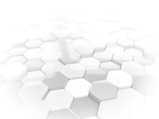 Abstract white 3D render hexagonal geometric structure background