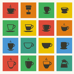 Coffee & tea icons set. Cups for coffee and tea.