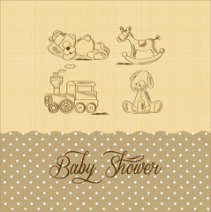 baby shower card with retro toys - 89430051