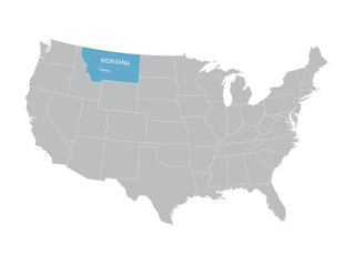 Fototapeta na wymiar grey vector map of United States with indication of Montana