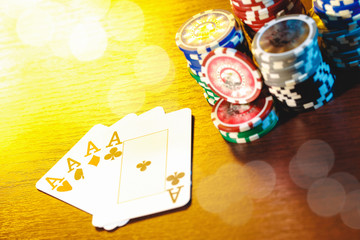 Fototapeta na wymiar Cards and chips for poker