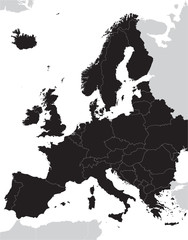 Naklejka premium black Europe vector map