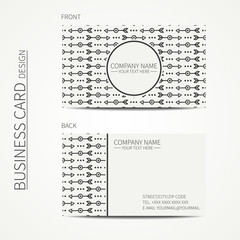 Geometric monochrome business card template with ethnic arrows