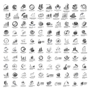 Graph Icons Set - Isolated On White Background - Vector Illustration, Graphic Design, Editable For Your Design