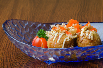 japanese fried fish ball on the background
