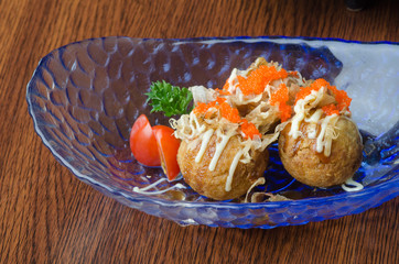 japanese fried fish ball on the background