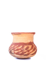 Top view of clay pot isolated on white background