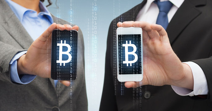 businessman and businesswoman with smartphones - Powered by Adobe