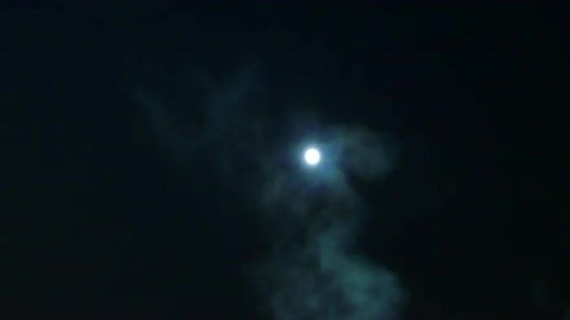 Full moon on the misty sky	
