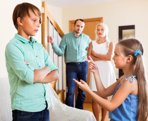 Girl talking with his brother