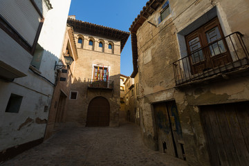 Narrow street at old spanish town. Borja
