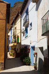 Fototapeta na wymiar Narrow street of spanish village in summer day. Tarazona