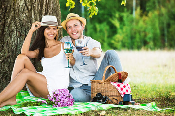 Loving couple relaxing in nature