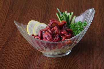 japanese cuisine. octopus on the background