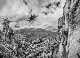 Middle aged male rock climber.
