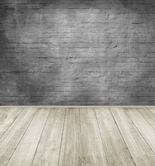 emty room with dark brick wall