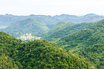 Obraz premium View of mountain with fog, Khao Yai National Park, Thailand