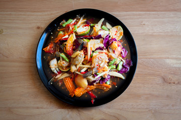 Som Tum, Thai papaya salad. Traditional Thai food