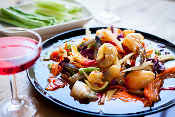 Som Tum, Thai papaya salad. Traditional Thai food