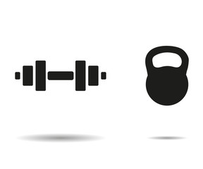Dumbbell icon weight with shadow