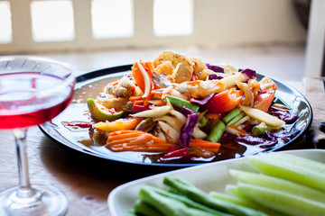Som Tum, Thai papaya salad. Traditional Thai food