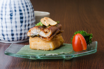 japanese cuisine. unagi or eel on the background