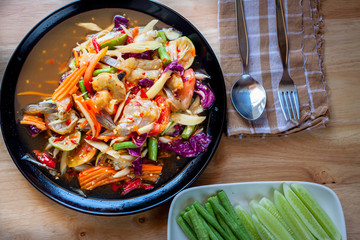 Som Tum, Thai papaya salad. Traditional Thai food