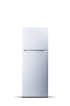 White refrigerator. Fridge freezer isolated on white