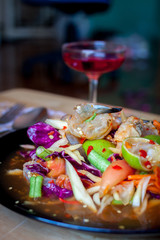 Som Tum, Thai papaya salad. Traditional Thai food