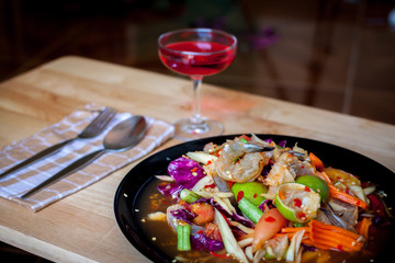 Som Tum, Thai papaya salad. Traditional Thai food
