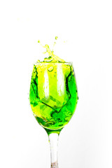 Chilled glass of Green wine