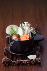 japanese cuisine. soup on the background