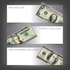 Three Money Banners with Space for Type