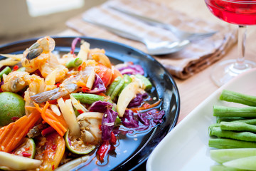 Som Tum, Thai papaya salad. Traditional Thai food