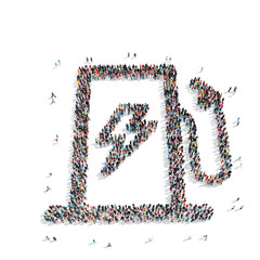 group people  shape  gas station