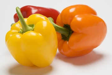 Peppers in three different colours