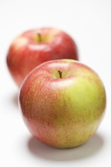 Fototapeta na wymiar Two apples, variety 'Braeburn'