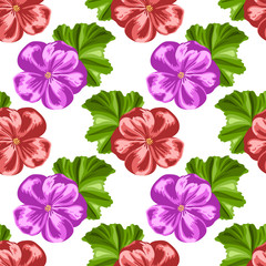 Seamless pattern with geraniums