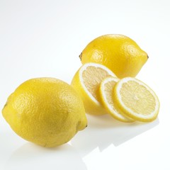 Lemons, whole, half and slices