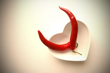 Hot Red Chilli Pepper Devil Horns Concept