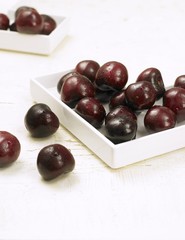 Fresh, dark red cherries