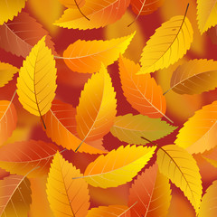 Seamless pattern with autumn falling leaves, vector illustration