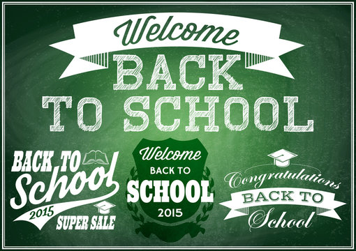 set  vector patterns for back to school on green blackboard