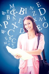Composite image of pretty student smiling at camera