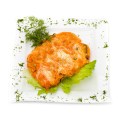 chicken pie isolated on white