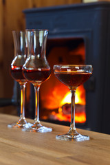 glasses with alcoholic drink