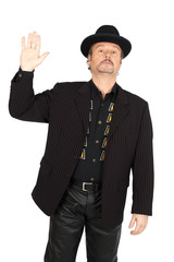 Handsome man doing different expressions in different sets of clothes: waving